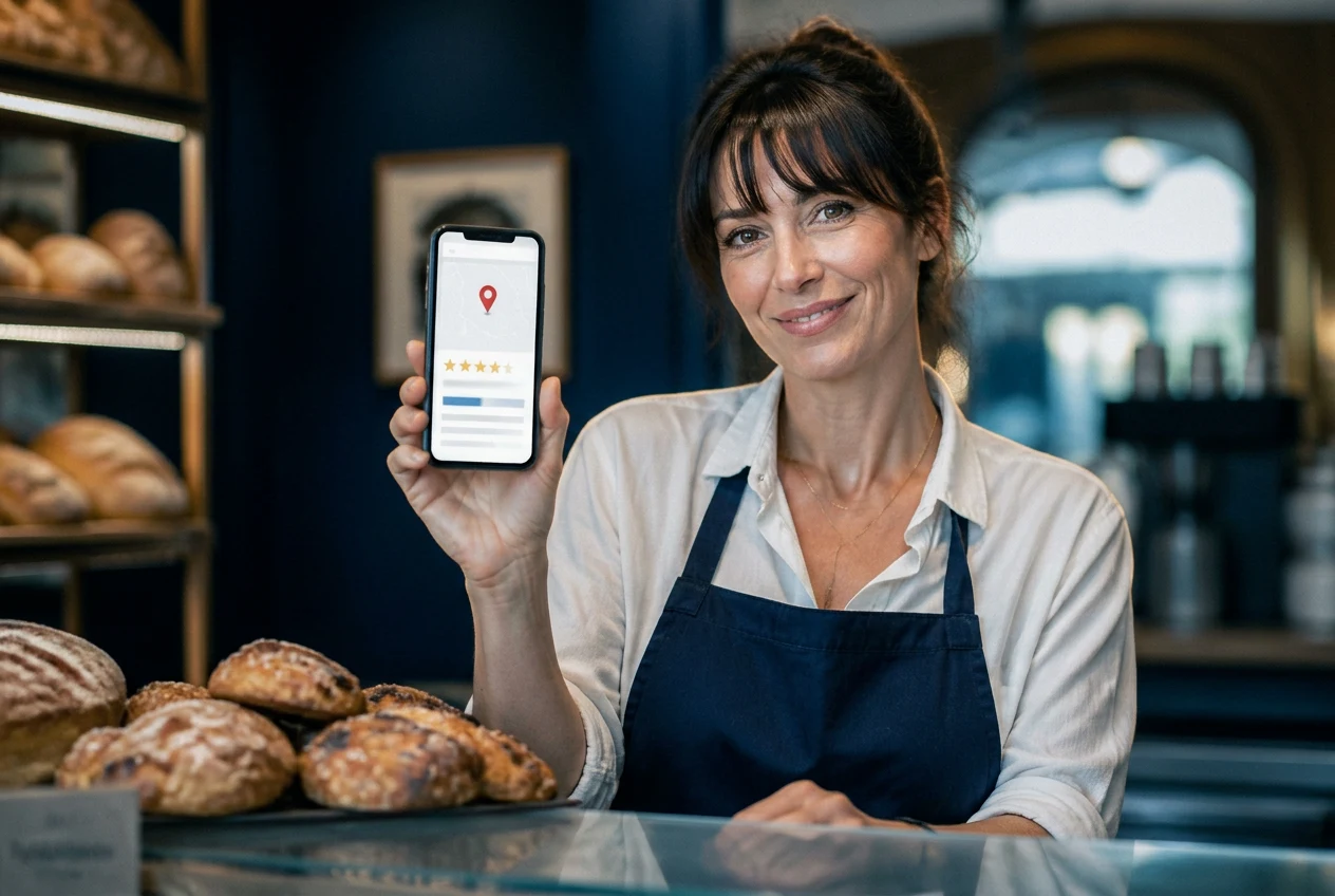 Client entrant dans une boutique locale après recherche