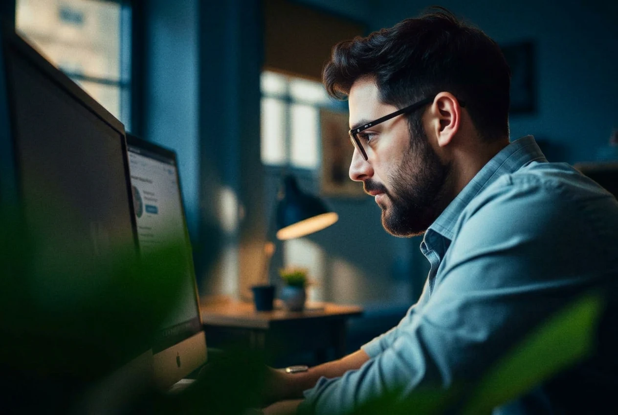 Professionnel consultant les résultats de recherche Google