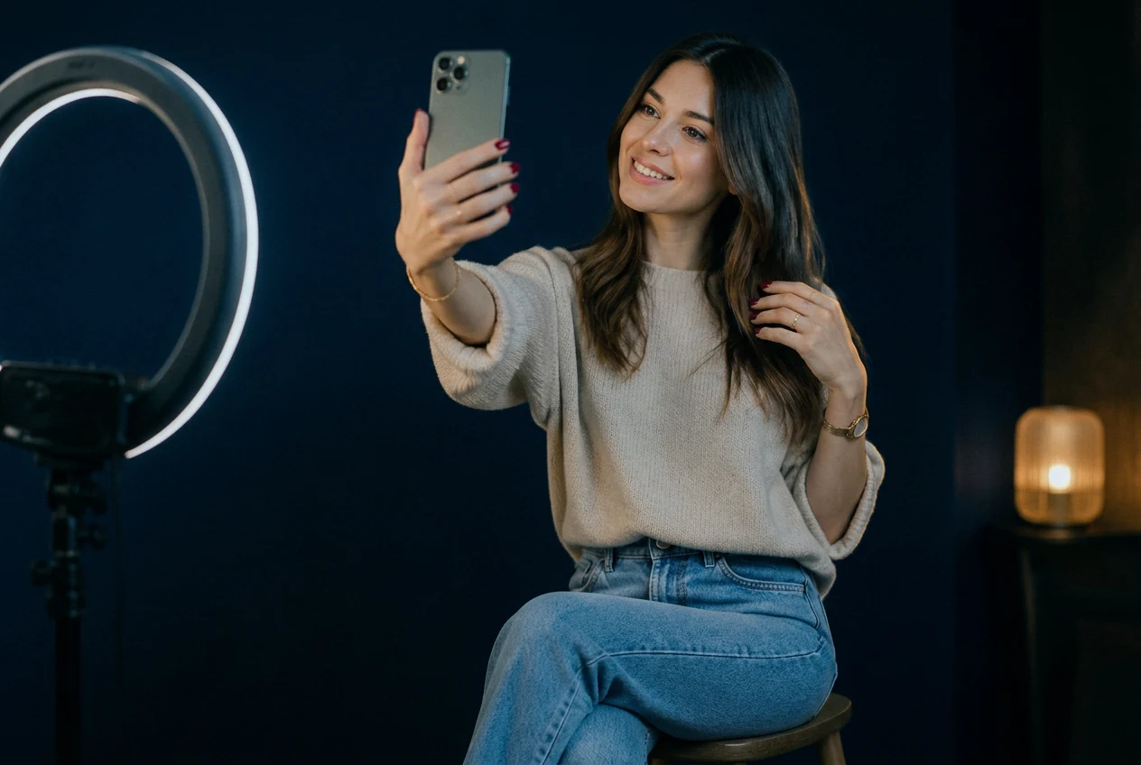 Créateur de contenu tournant une vidéo pour les réseaux sociaux