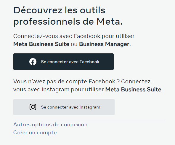 page d'accueil Facebook Business Manager 